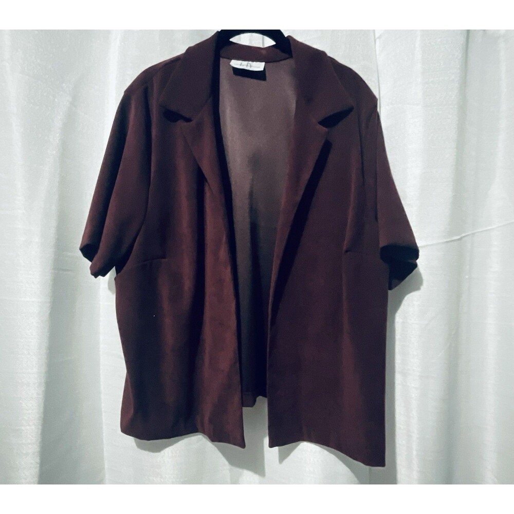 Los Angeles Short  sleeve open-front  loose blazer Womens Top sz XL Burgandy